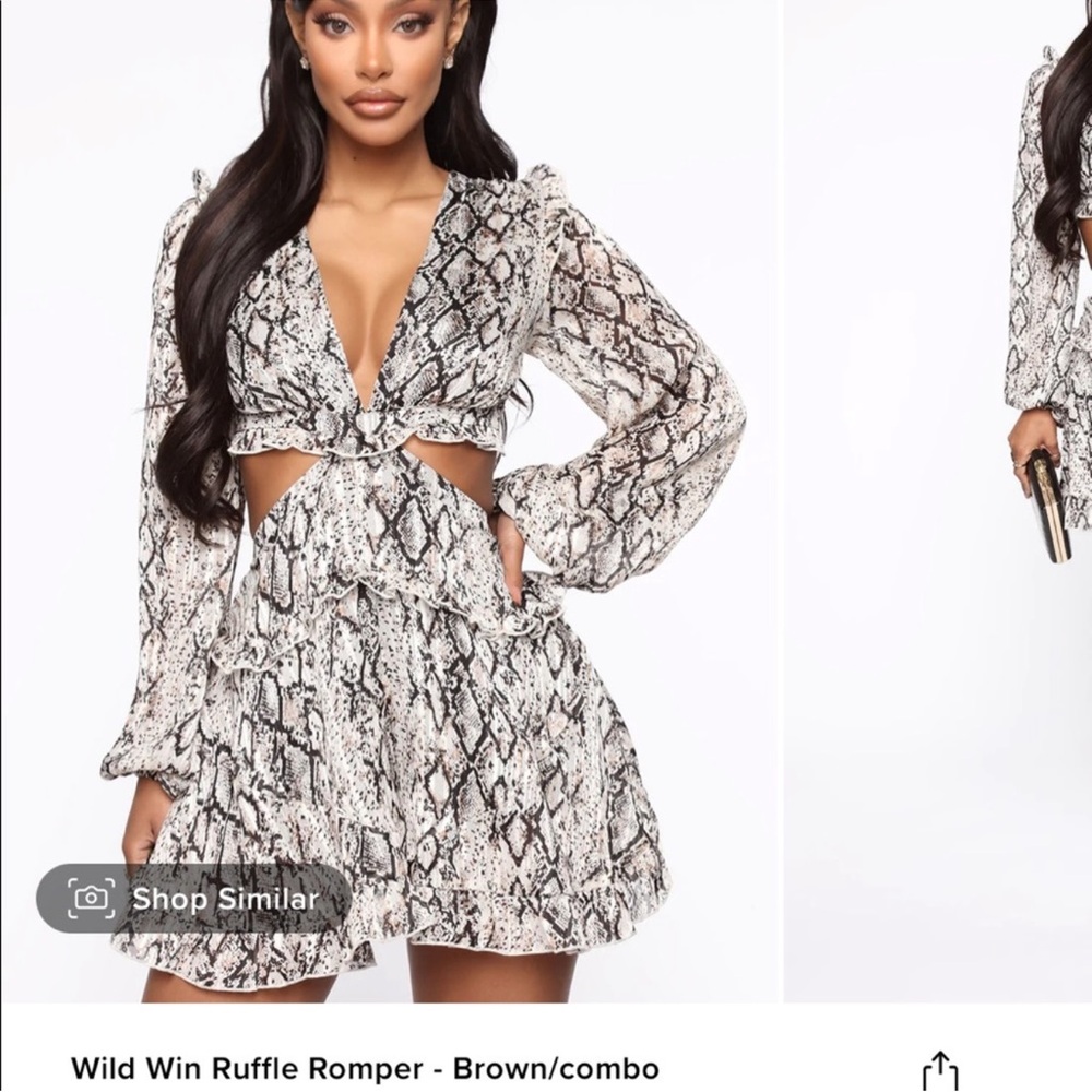 Fashion Nova Wild Win snake print romper with cut-out NWT